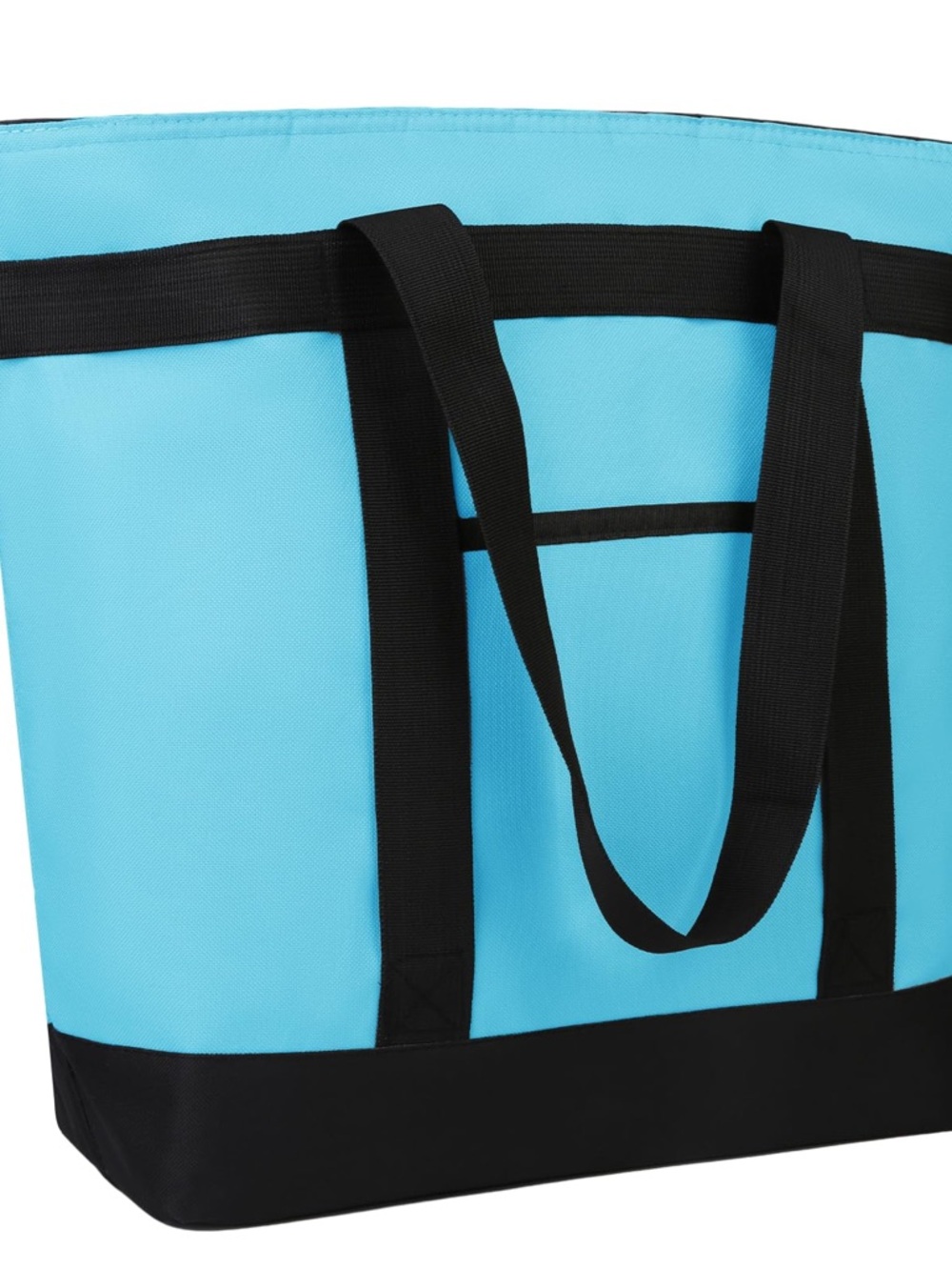 NEW Large Insulated Aqua Blue Beach Tote with Black Trim Sz 21W x 17H x 8D. - Picture 1 of 1